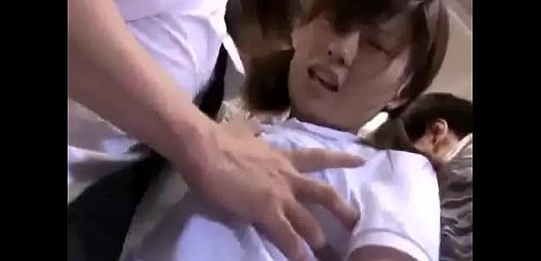  schoolgirl getting her tits rubbed pussy rubbed with cock by business man on the train